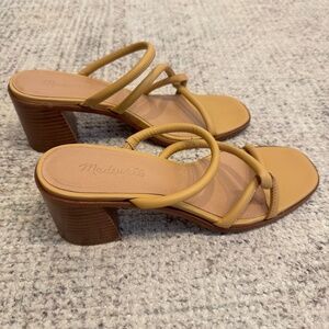 Madewell Cora Sandal Heel in Leather – Natural Tan – Size 10